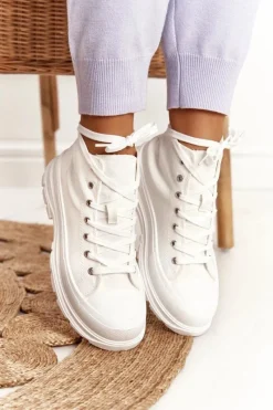 Sale Damskie Wysokie Trampki Na Dużej Podeszwie Białe Trissy Damskie Trampki Damskie Wysokie