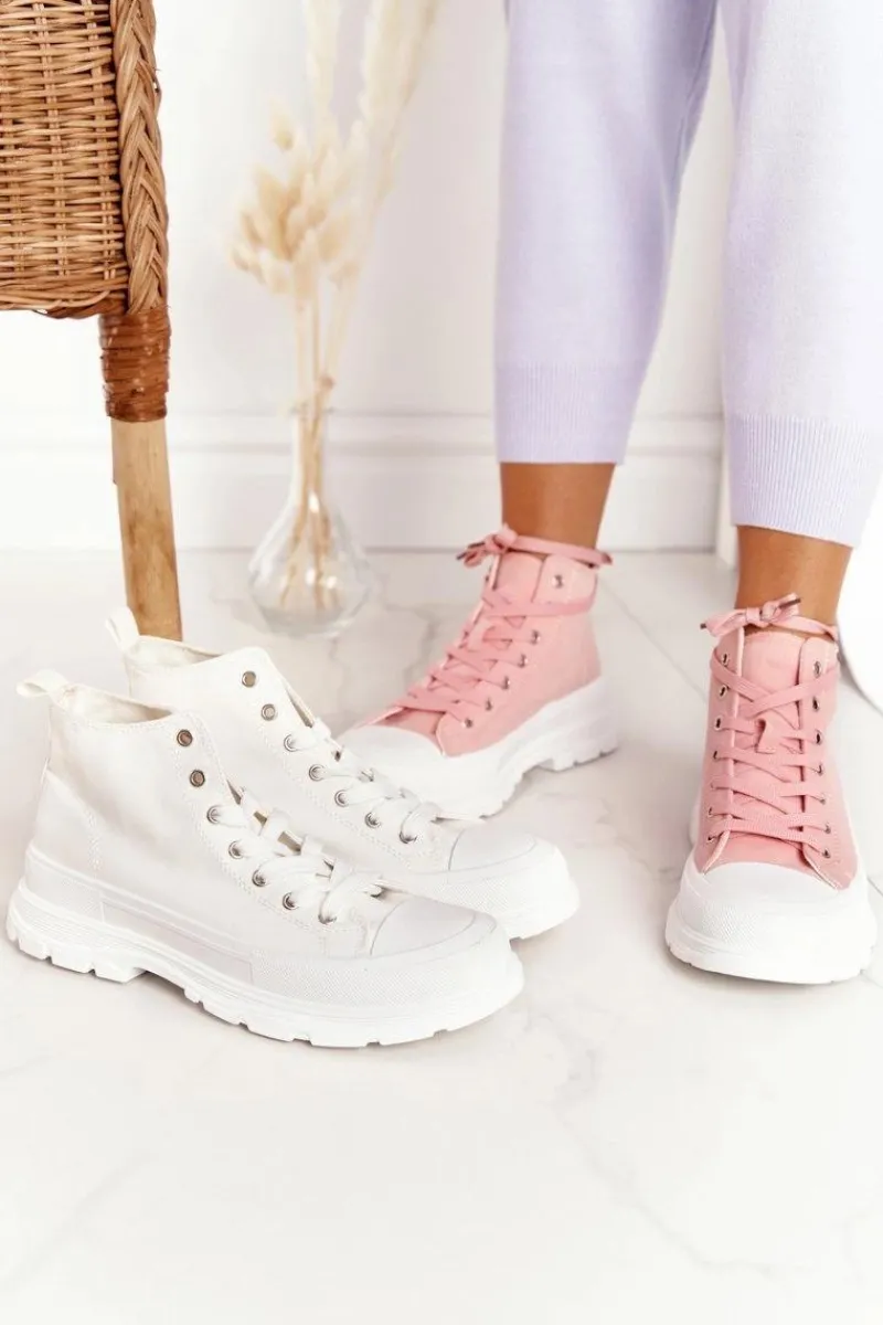 Sale Damskie Wysokie Trampki Na Dużej Podeszwie Białe Trissy Damskie Trampki Damskie Wysokie