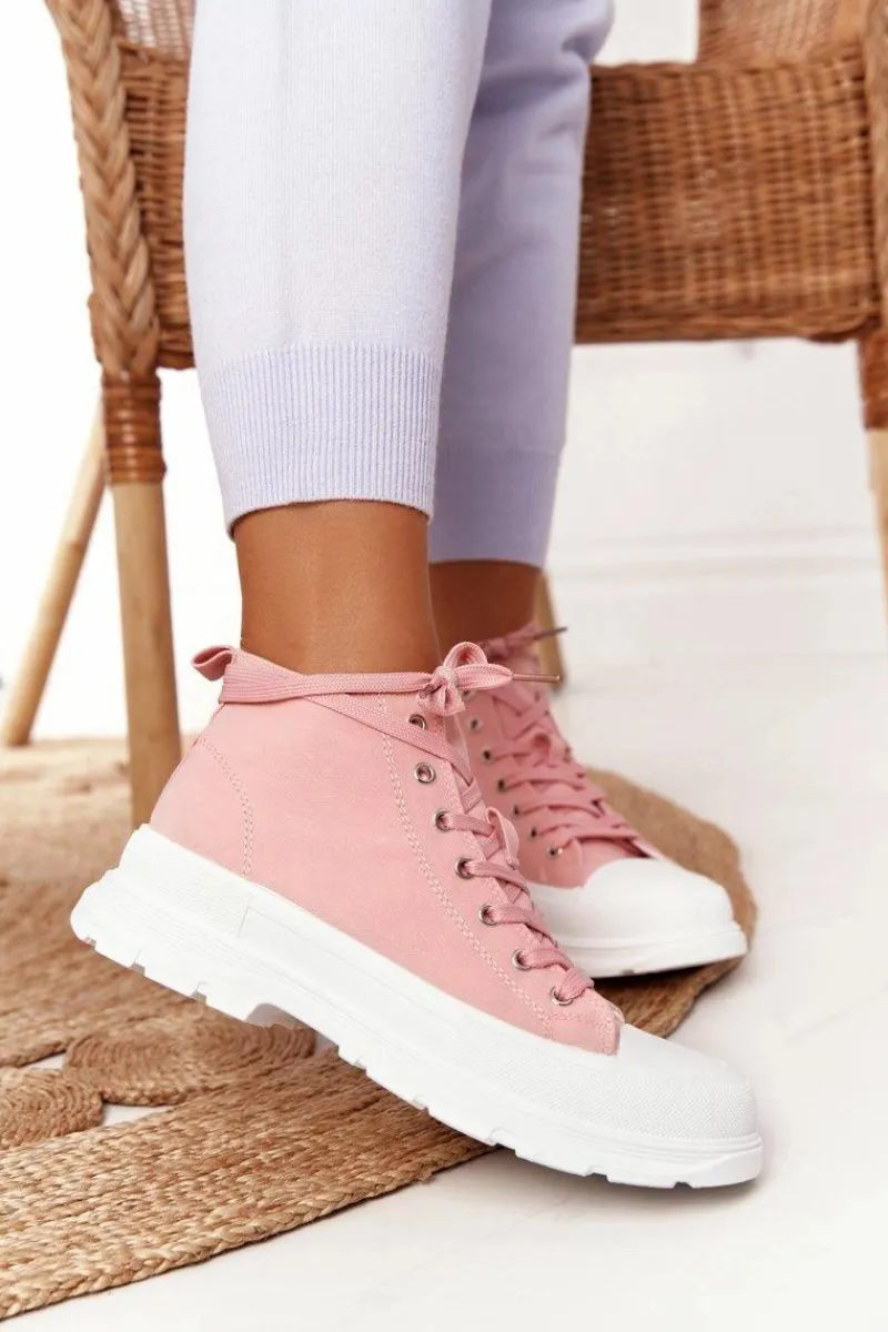 Sale Damskie Wysokie Trampki Na Dużej Podeszwie Różowe Trissy Damskie Trampki Damskie Wysokie