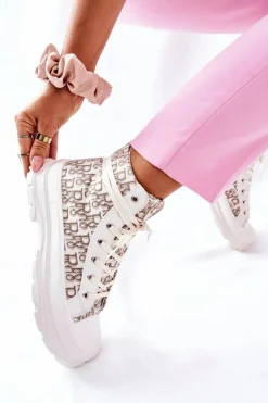 Clearance Boto Damskie Wysokie Trampki Z Nadrukiem Białe Only You