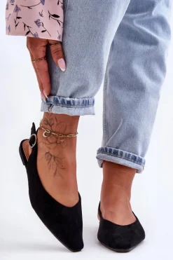 Online Damskie Zamszowe Baleriny Czarne Kenra Damskie Baleriny Klasyczne