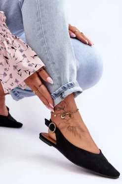 Online Damskie Zamszowe Baleriny Czarne Kenra Damskie Baleriny Klasyczne