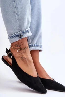 Online Damskie Zamszowe Baleriny Czarne Kenra Damskie Baleriny Klasyczne