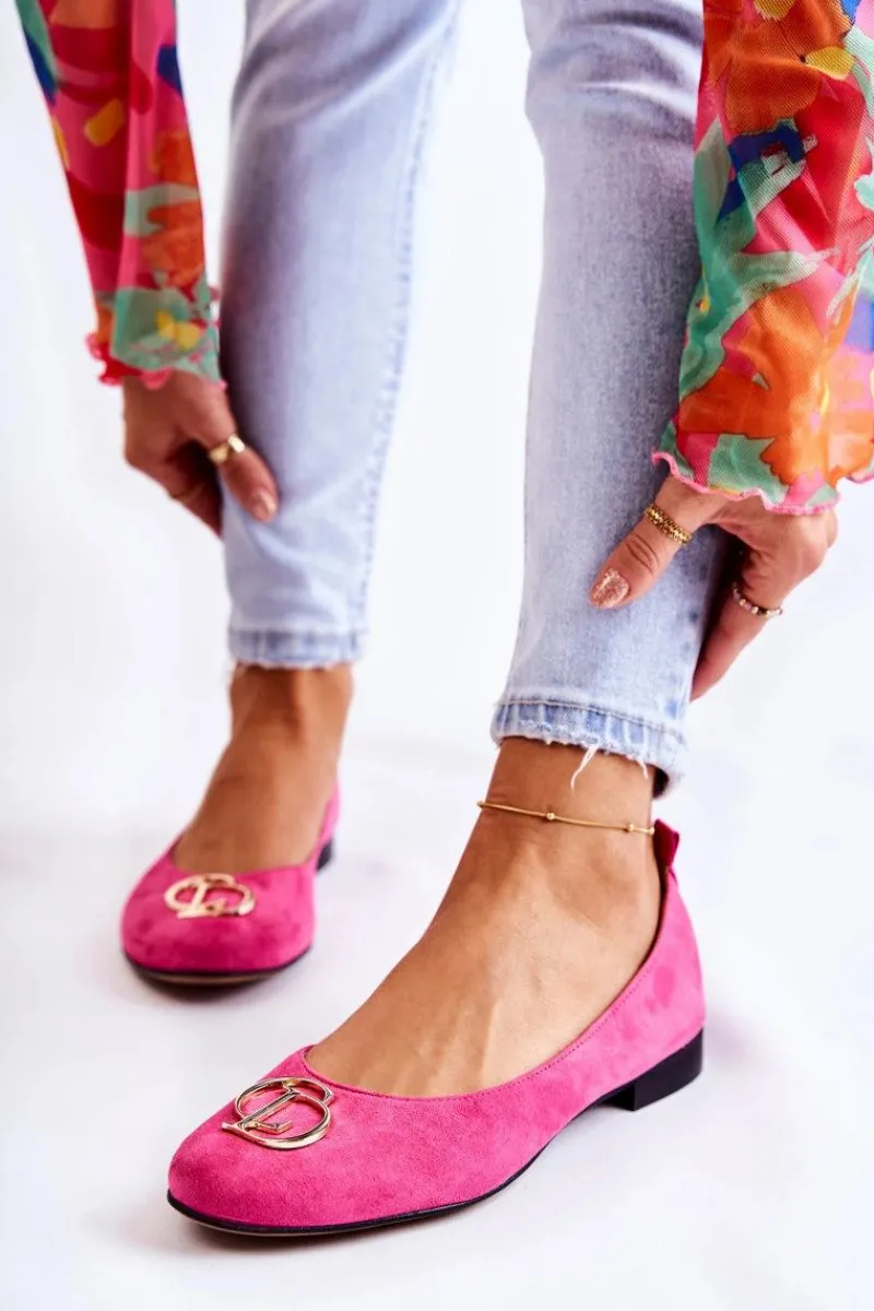 Online Boto Damskie Zamszowe Baleriny Z Ozdobą Nicole 2746 Fuksja