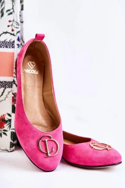 Online Boto Damskie Zamszowe Baleriny Z Ozdobą Nicole 2746 Fuksja