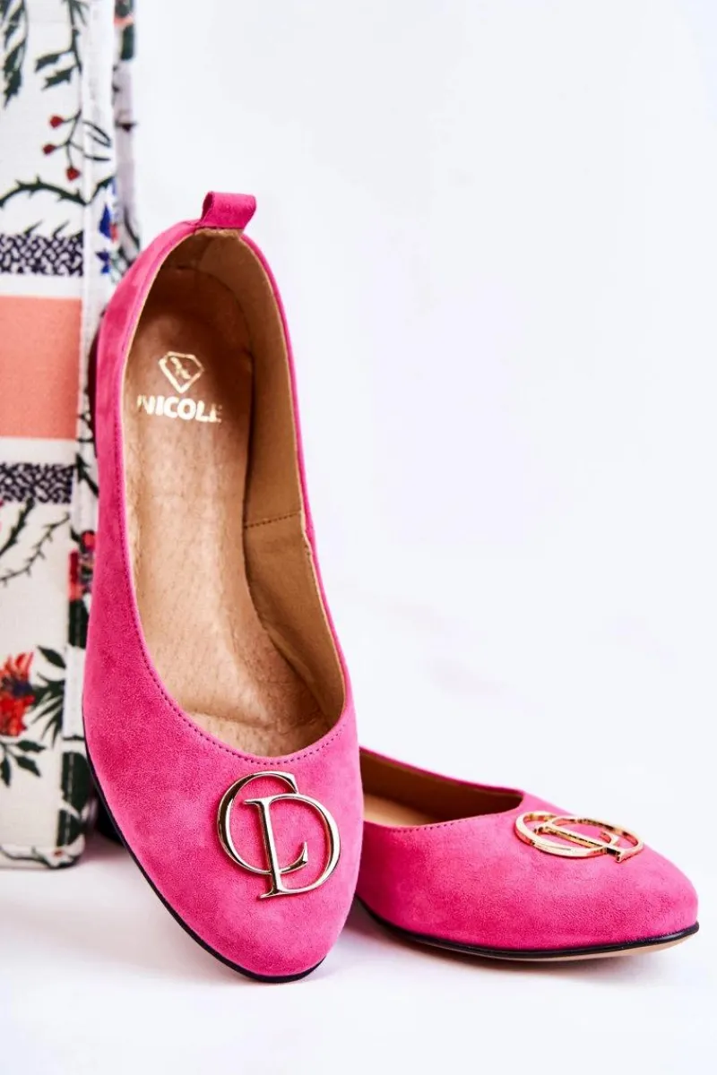 Online Boto Damskie Zamszowe Baleriny Z Ozdobą Nicole 2746 Fuksja
