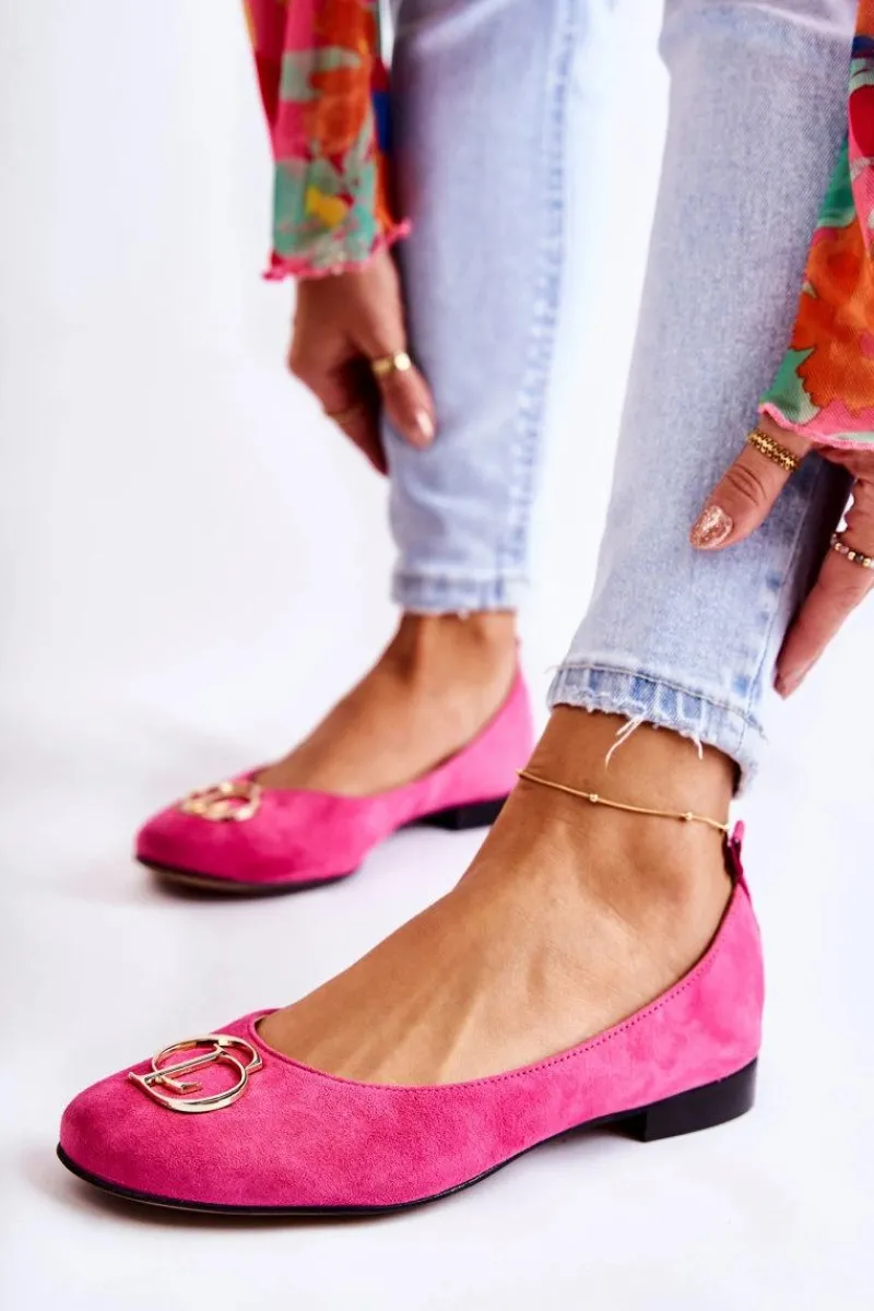 Online Boto Damskie Zamszowe Baleriny Z Ozdobą Nicole 2746 Fuksja