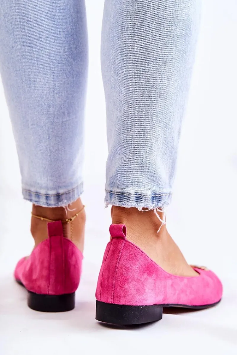 Online Boto Damskie Zamszowe Baleriny Z Ozdobą Nicole 2746 Fuksja