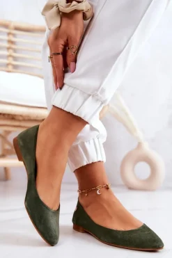 Clearance Maciejka Damskie Zamszowe Baleriny 04100-45 Khaki