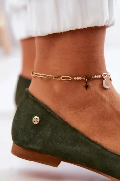 Clearance Maciejka Damskie Zamszowe Baleriny 04100-45 Khaki