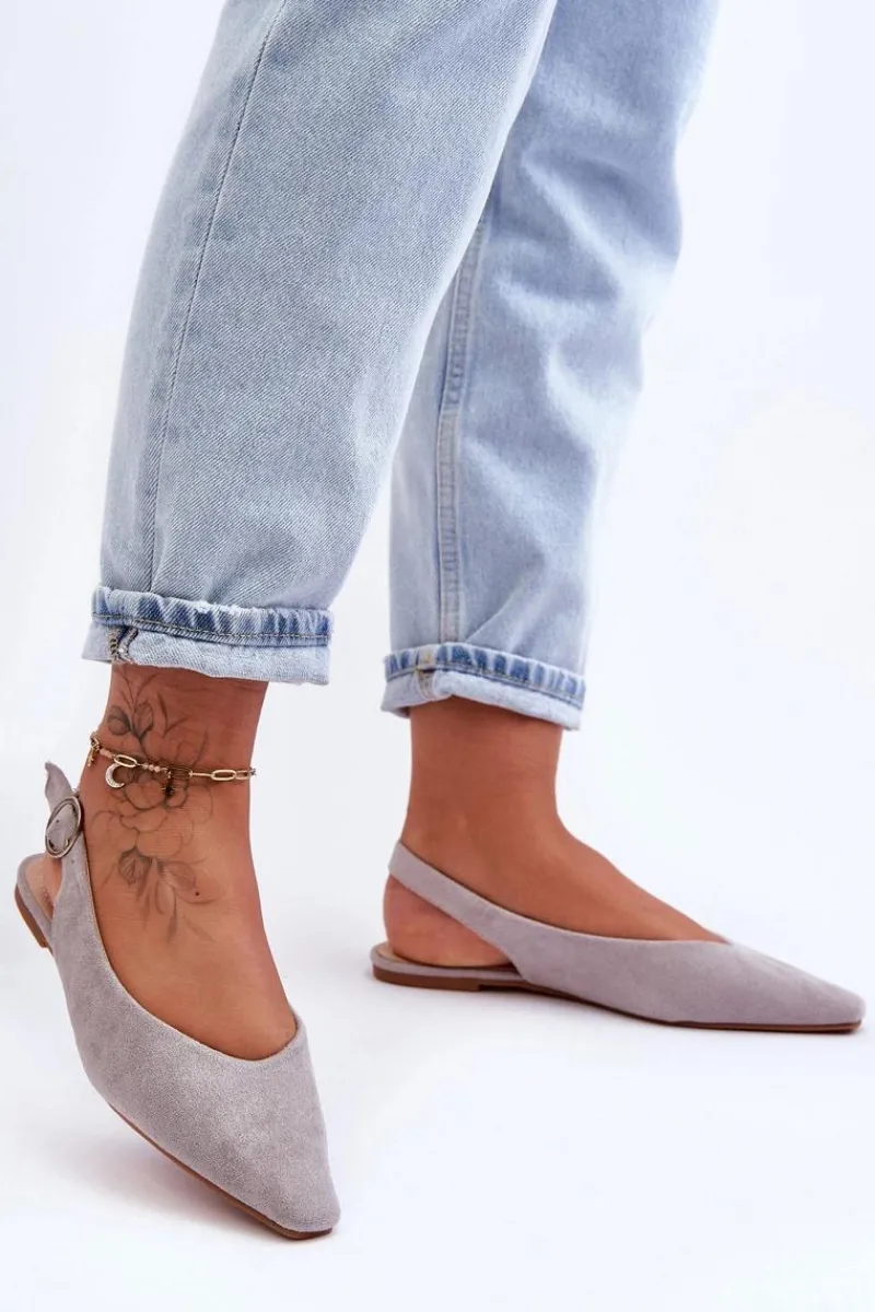 Sale Damskie Zamszowe Baleriny Szare Kenra Damskie Baleriny Klasyczne