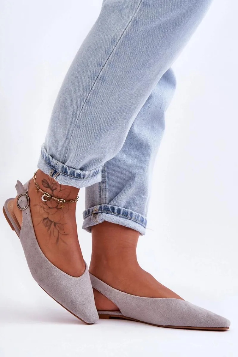 Sale Damskie Zamszowe Baleriny Szare Kenra Damskie Baleriny Klasyczne