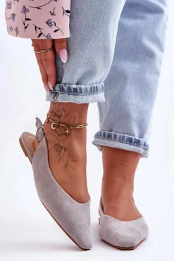 Sale Damskie Zamszowe Baleriny Szare Kenra Damskie Baleriny Klasyczne