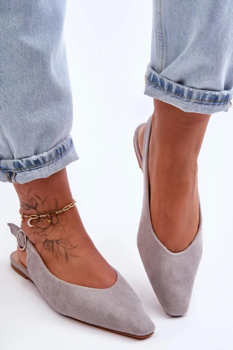 Sale Damskie Zamszowe Baleriny Szare Kenra Damskie Baleriny Klasyczne