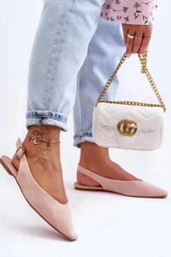 Sale Boto Damskie Zamszowe Baleriny Różowe Kenra