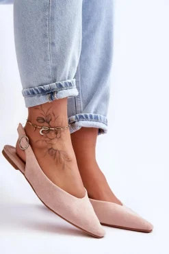 Sale Boto Damskie Zamszowe Baleriny Różowe Kenra