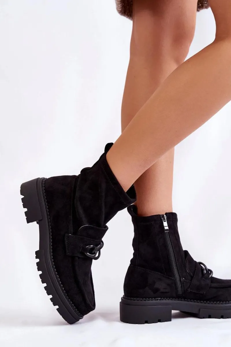 Online Boto Damskie Zamszowe Botki La.Fi 250042B-SU Czarne Czarny