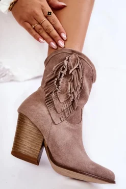 New Boto Damskie Zamszowe Botki Lewski Shoes 2808/L Cappucino