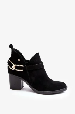 Discount Maciejka Damskie Zamszowe Botki Na Obcasie 06247-01 Czarne