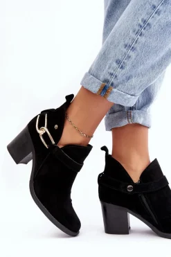 Discount Maciejka Damskie Zamszowe Botki Na Obcasie 06247-01 Czarne