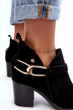 Discount Maciejka Damskie Zamszowe Botki Na Obcasie 06247-01 Czarne