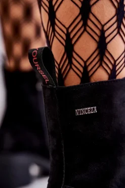 Online Buty damskie Vinceza Damskie Zamszowe Botki Na Obcasie Czarne Grethe