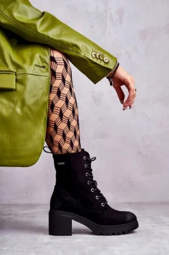 Online Buty damskie Vinceza Damskie Zamszowe Botki Na Obcasie Czarne Grethe