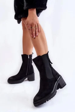 Best Buty damskie Vinceza Damskie Zamszowe Botki Na Suwak Czarne Liris