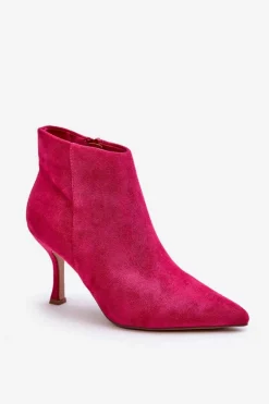 Botki Wiosenne|Botki Na Obcasie>Boto Damskie Zamszowe Botki Na Szpilce Fuksja Merisa