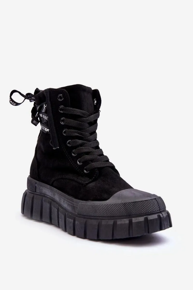 Online Damskie Zamszowe Botki Na Platformie Czarne Raftera Damskie Botki Sznurowane|Czarne Botki