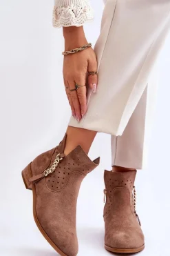 Buty damskie Vinceza Damskie Zamszowe Botki Na Suwak Beżowe Belliano