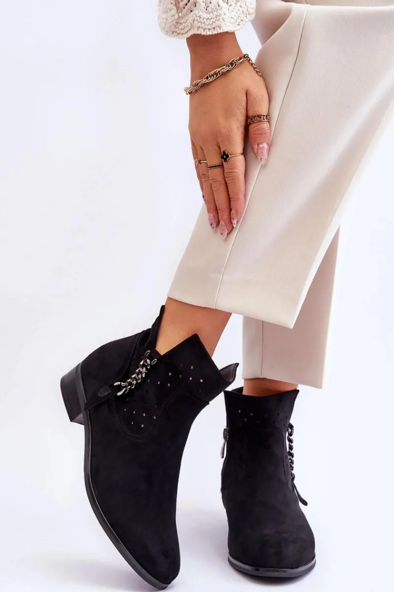 Botki Wiosenne|Czarne Botki>Buty damskie Vinceza Damskie Zamszowe Botki Na Suwak Czarne Belliano