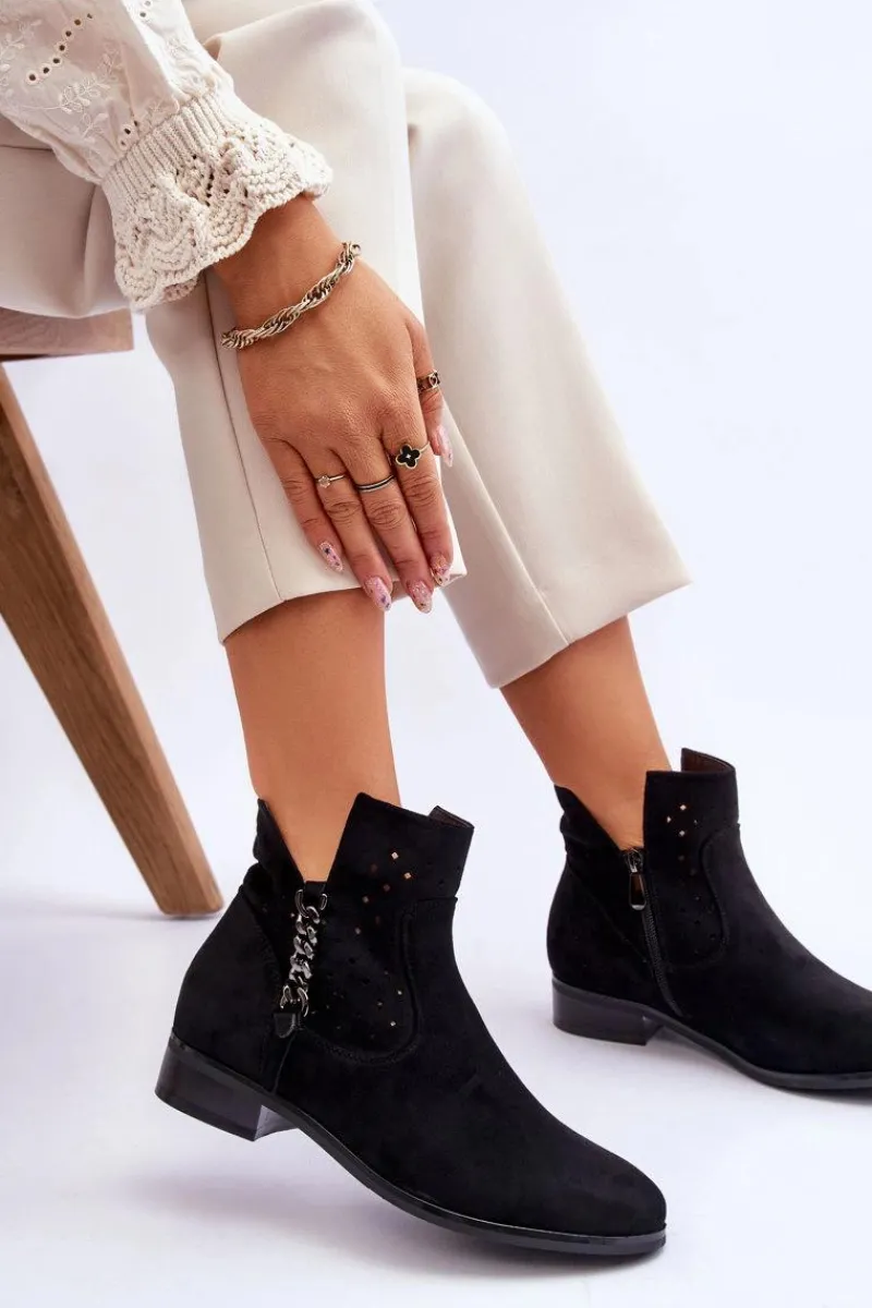 Botki Wiosenne|Czarne Botki>Buty damskie Vinceza Damskie Zamszowe Botki Na Suwak Czarne Belliano