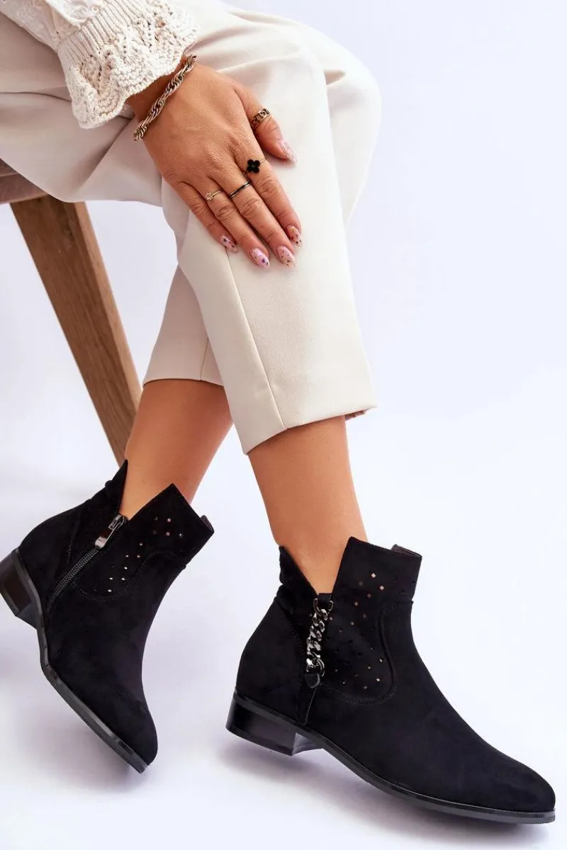 Botki Wiosenne|Czarne Botki>Buty damskie Vinceza Damskie Zamszowe Botki Na Suwak Czarne Belliano