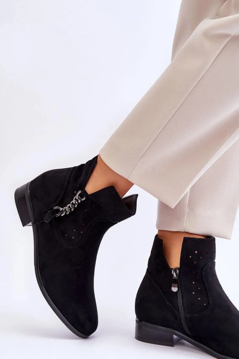 Botki Wiosenne|Czarne Botki>Buty damskie Vinceza Damskie Zamszowe Botki Na Suwak Czarne Belliano