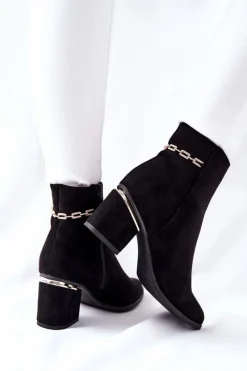 Online Boto Damskie Zamszowe Botki Na Słupku Czarne One Step