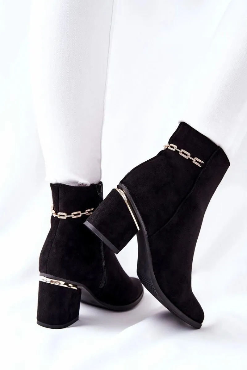 Online Boto Damskie Zamszowe Botki Na Słupku Czarne One Step