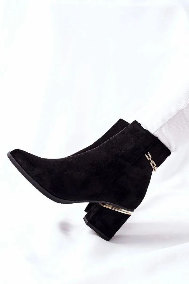 Online Boto Damskie Zamszowe Botki Na Słupku Czarne One Step