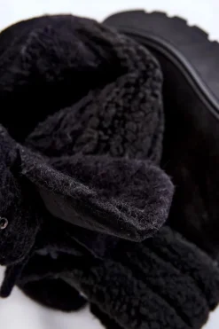 Outlet Boto Damskie Zamszowe Botki Na Koturnie Czarne Lemar Meniko