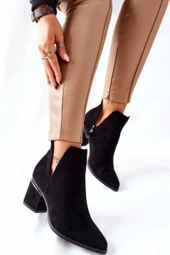 Discount Boto Damskie Zamszowe Botki Z Wycięciami Czarne Noel