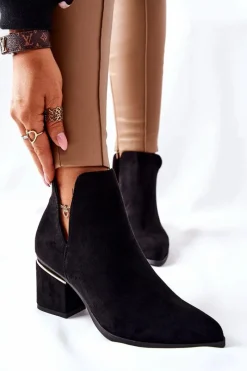 Discount Boto Damskie Zamszowe Botki Z Wycięciami Czarne Noel