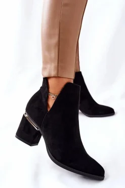 Discount Boto Damskie Zamszowe Botki Z Wycięciami Czarne Noel