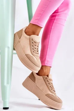 Sneakersy Damskie>Boto Damskie Zamszowe Buty Sportowe Beżowe Segurro