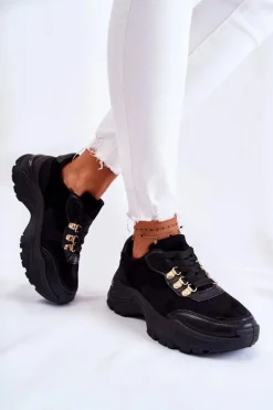 Sneakersy Damskie>Boto Damskie Zamszowe Buty Sportowe Sneakersy Czarne Britany