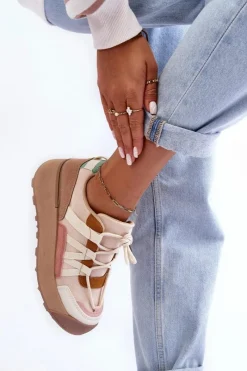 Online Damskie Zamszowe Buty Sportowe Na Platformie Beżowe Rohan Damskie Buty Sportowe Na Platformie|Sneakersy Damskie