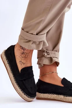 Online Boto Damskie Zamszowe Espadryle Czarne Keyla