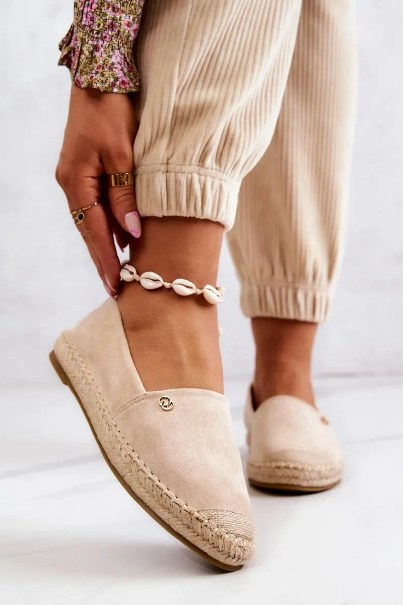 Czarne Espadryle>Evento Damskie Zamszowe Espadryle Beżowe Joaquin