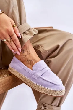 Outlet Damskie Zamszowe Espadryle Fioletowe Keyla Damskie Czarne Espadryle