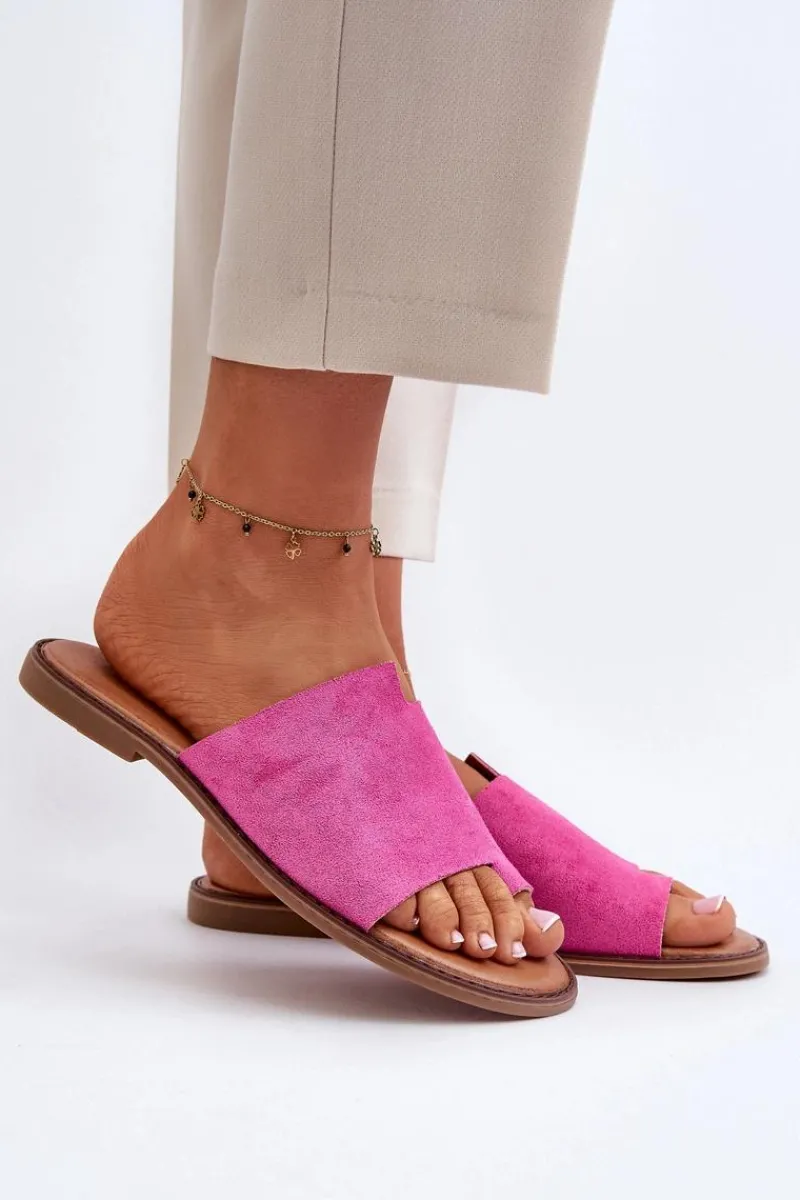 New Damskie Zamszowe Klapki Japonki Fuksja Amite Damskie Klapki Damskie Japonki|Klapki Damskie Klasyczne