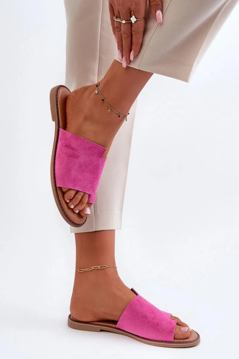 New Damskie Zamszowe Klapki Japonki Fuksja Amite Damskie Klapki Damskie Japonki|Klapki Damskie Klasyczne